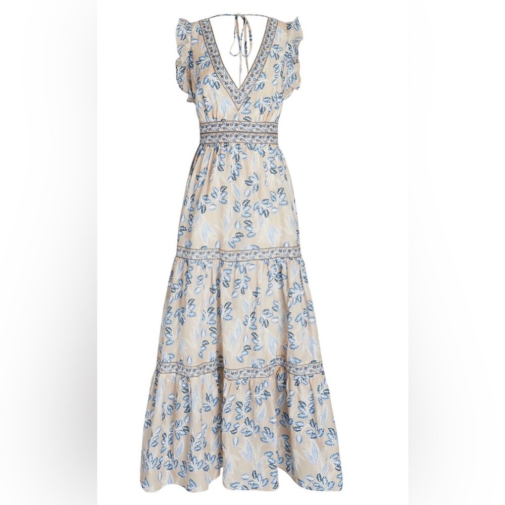 NWT Intermix Orien Ruffled Silk-Cotton Maxi Dress